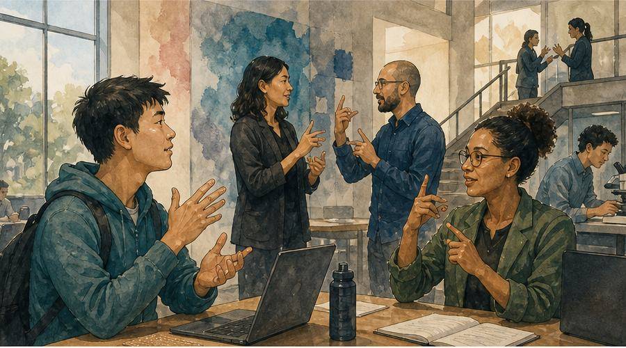杨军辉谈到美国大学里的聋人榜样